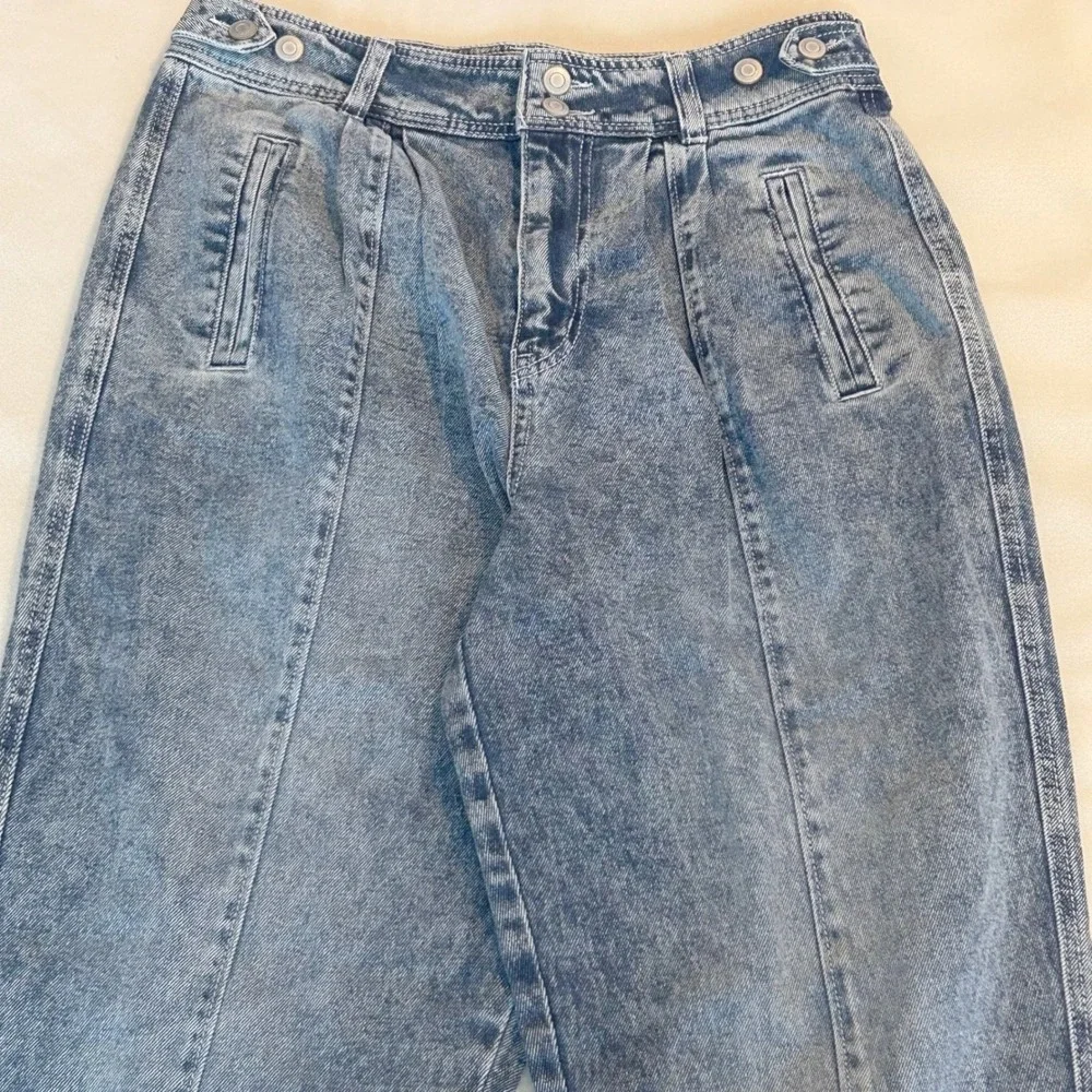SO Jeans Women 15/32W Blue Acid Wash Super High Rise Straight Leg Retro 80s‎ 90s